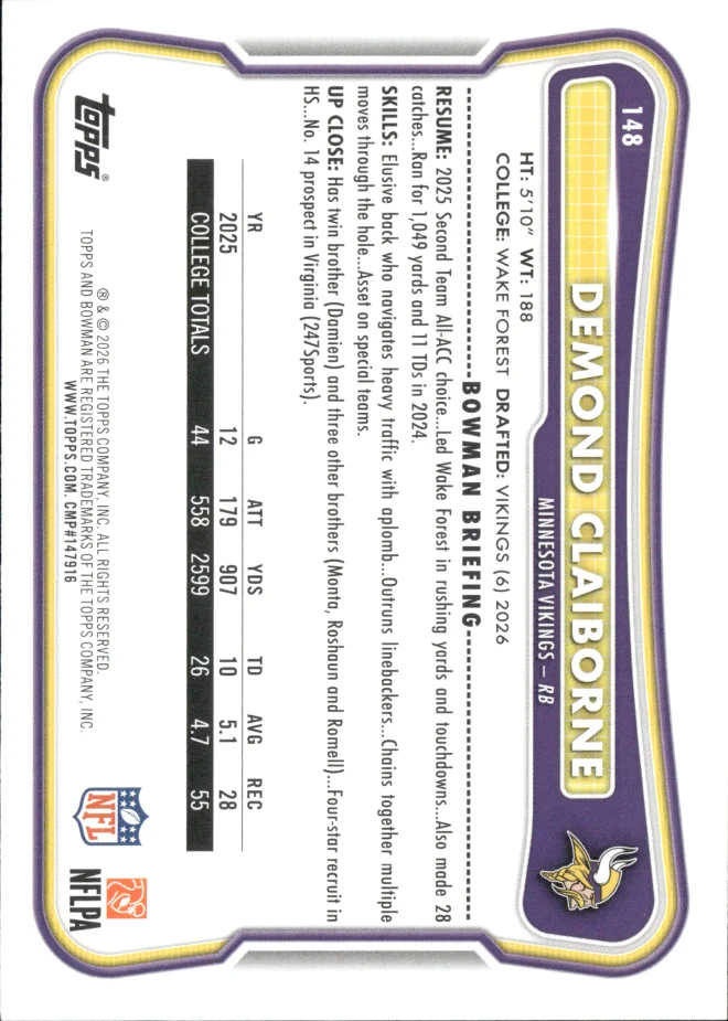 Demond Claiborne card back