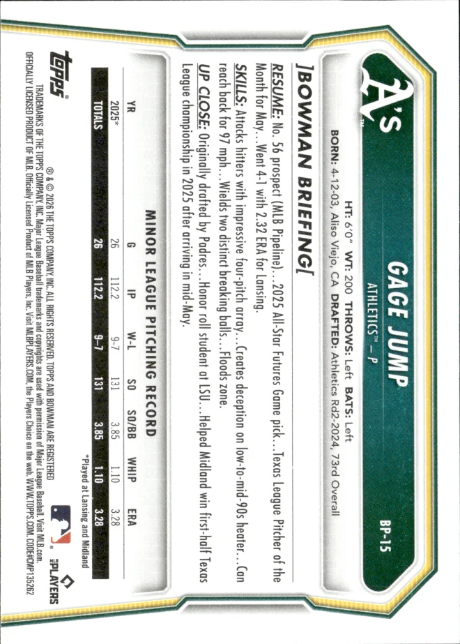 Gage Jump card back