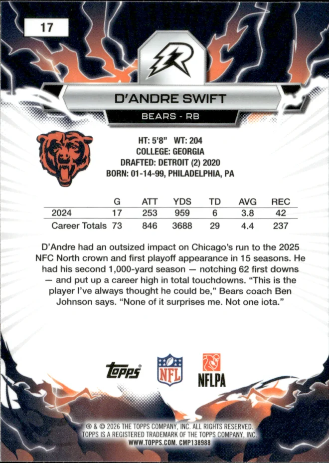 D'Andre Swift card back