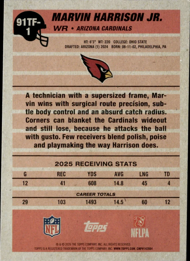 Marvin Harrison Jr. card back