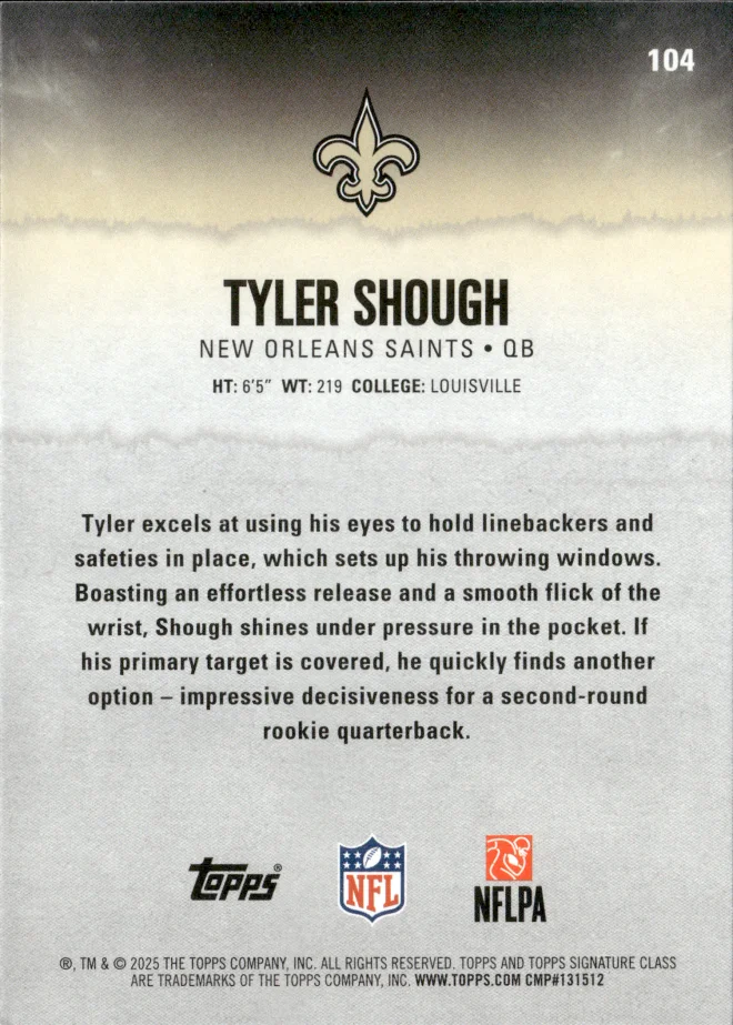Tyler Shough card back