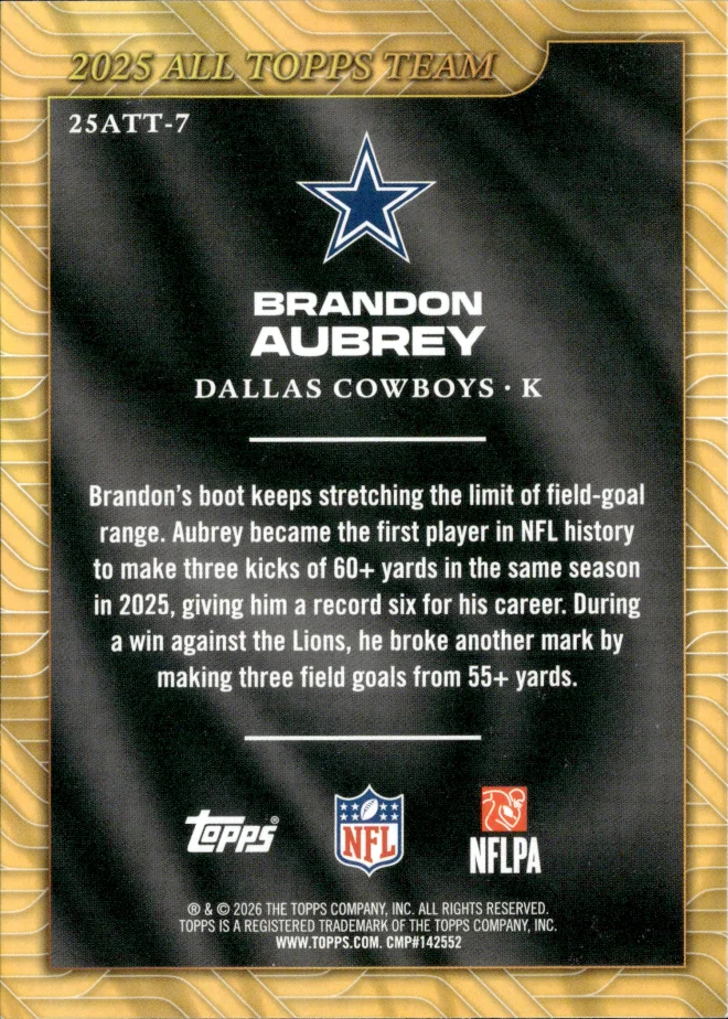 Brandon Aubrey card back