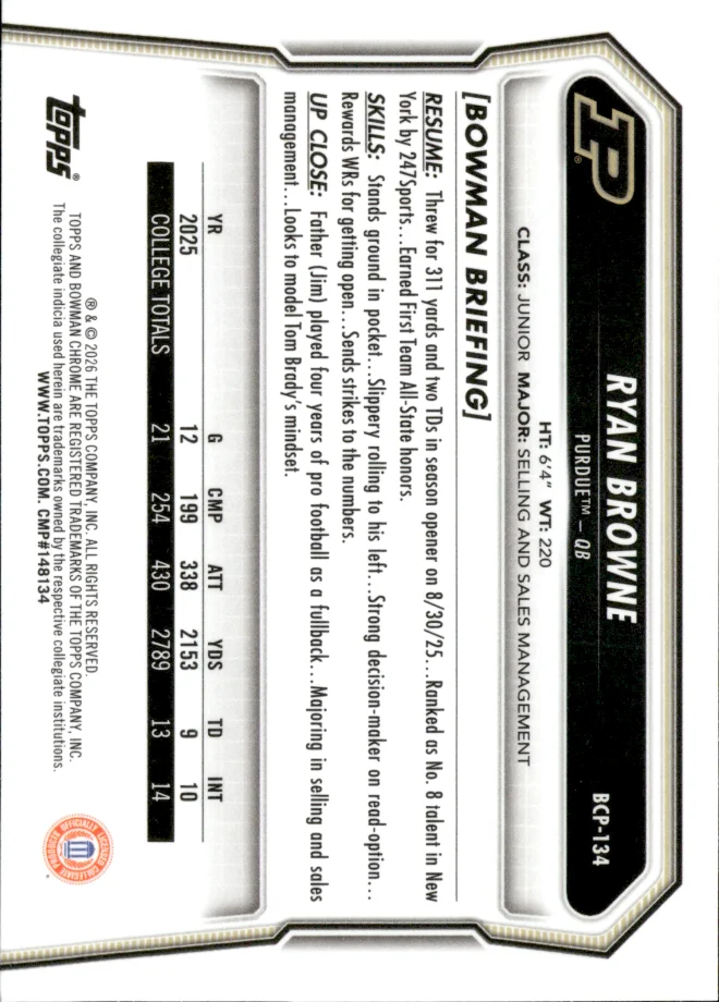 Ryan Browne card back