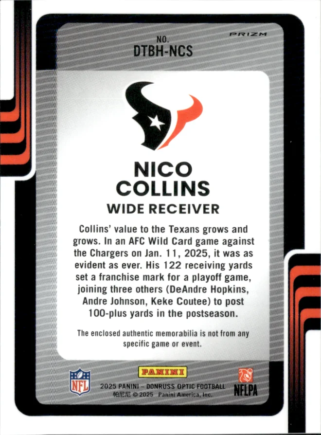 Nico Collins card back