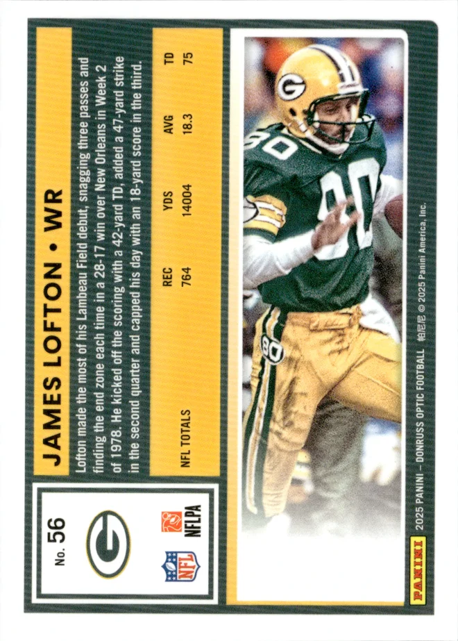 James Lofton card back