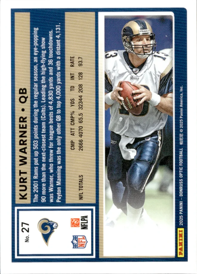 Kurt Warner card back