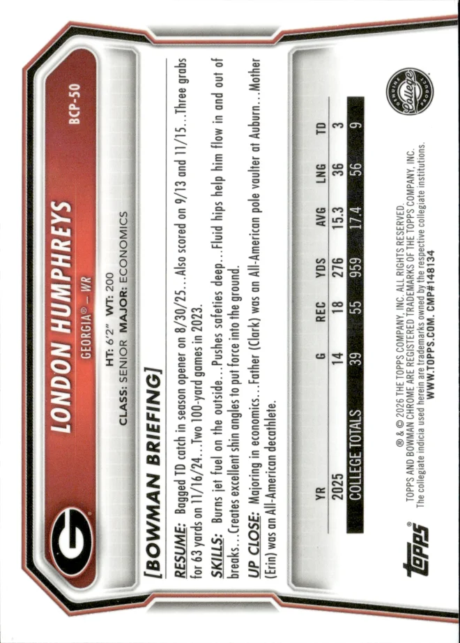 London Humphreys card back
