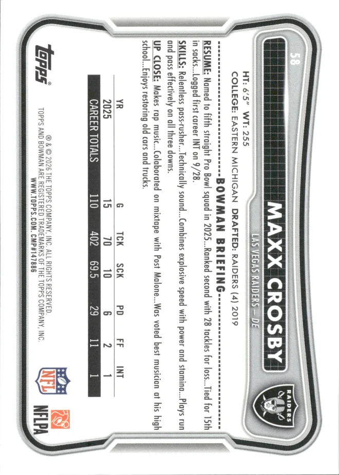Maxx Crosby card back