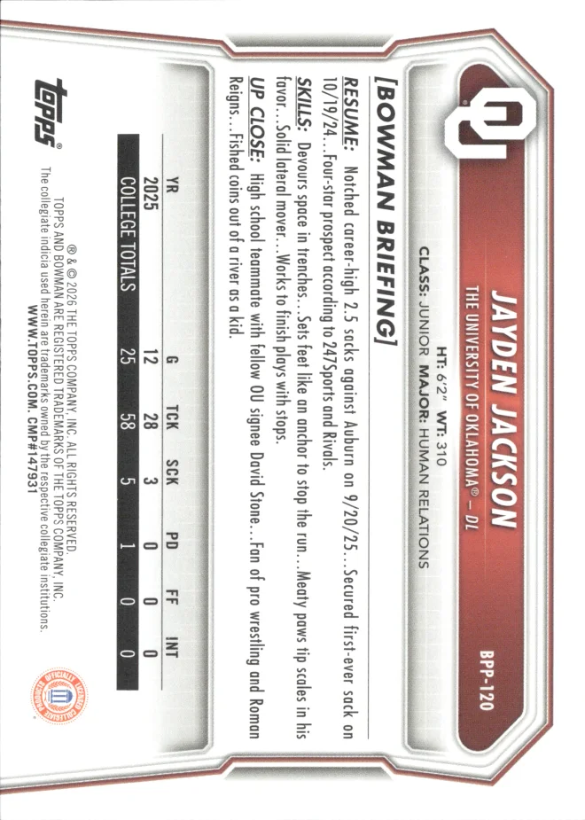 Jayden Jackson card back