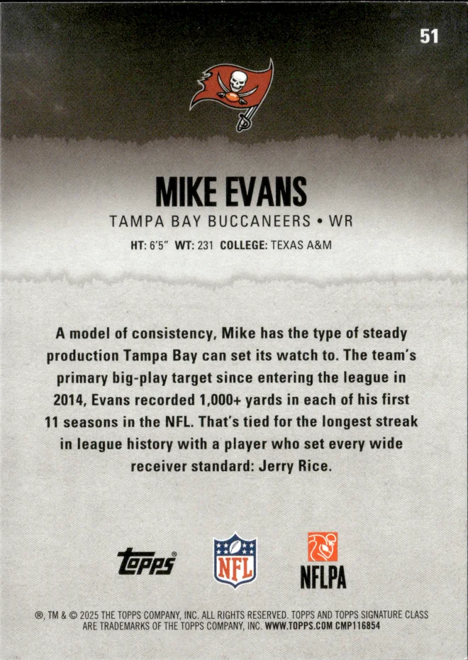 Mike Evans card back