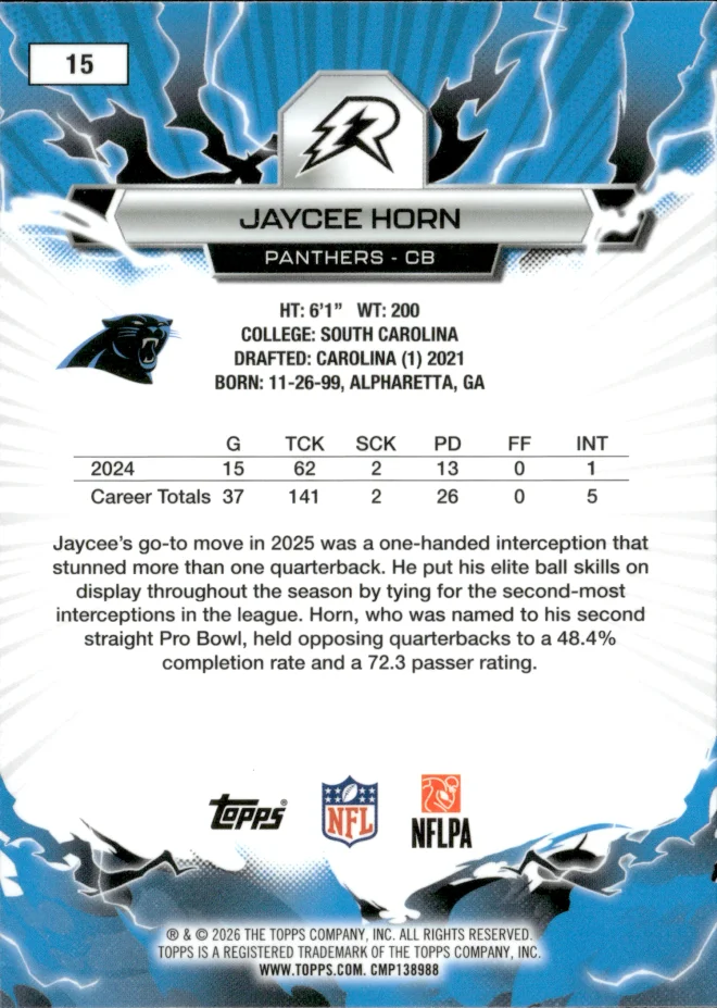 Jaycee Horn card back