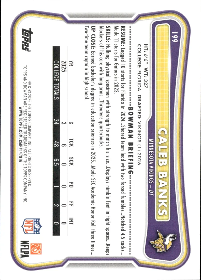 Caleb Banks card back
