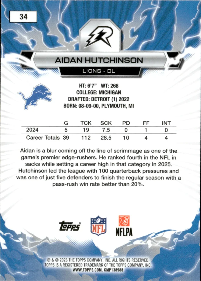 Aidan Hutchinson card back