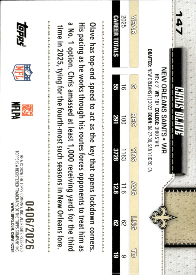 Chris Olave card back