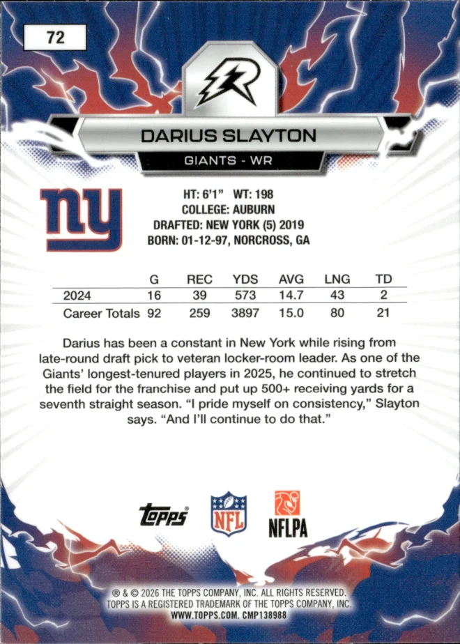 Darius Slayton card back