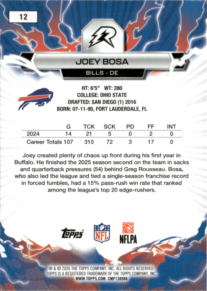 Joey Bosa card back