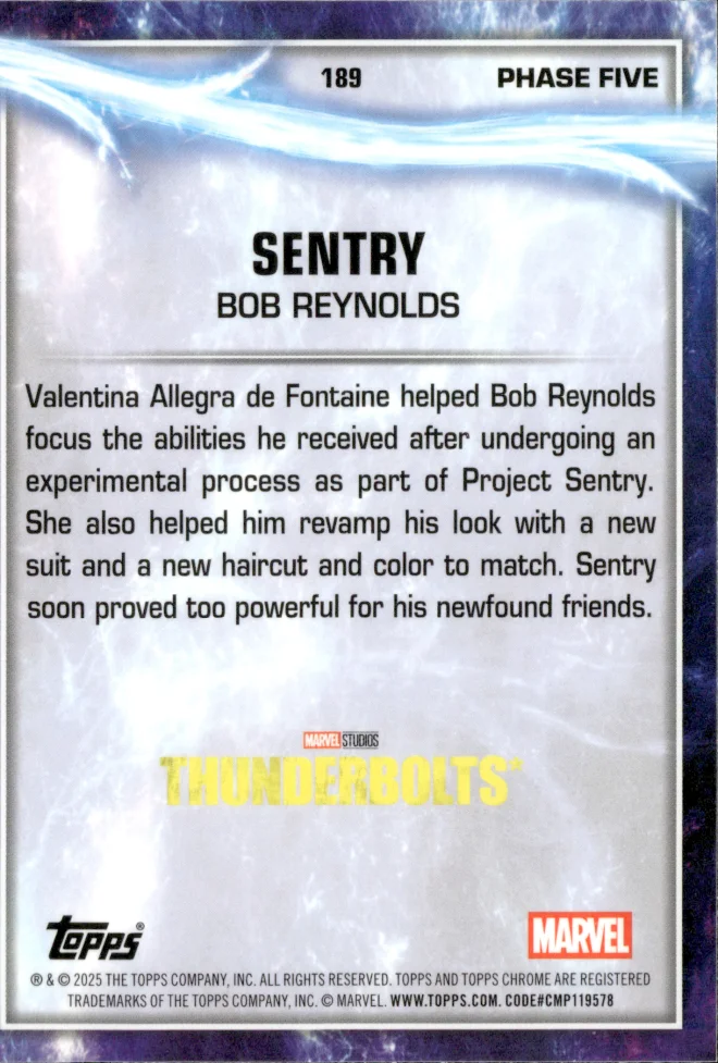 Bob Reynolds / Sentry card back