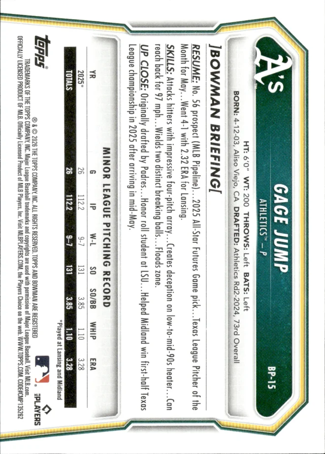 Gage Jump card back