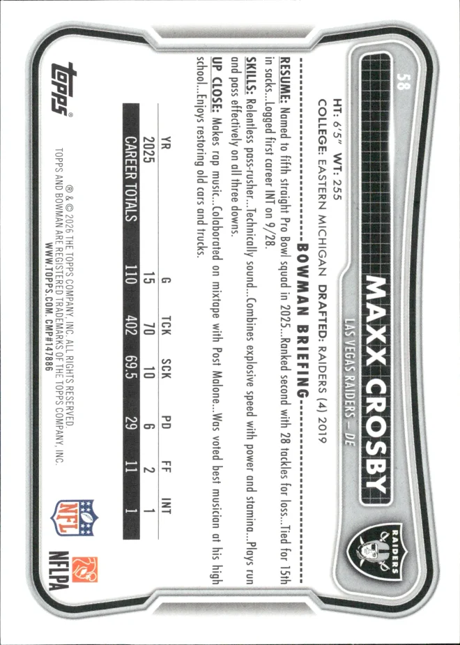 Maxx Crosby card back