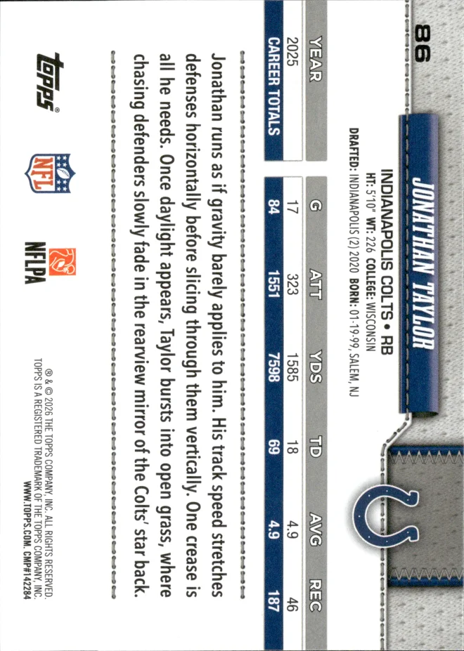 Jonathan Taylor card back