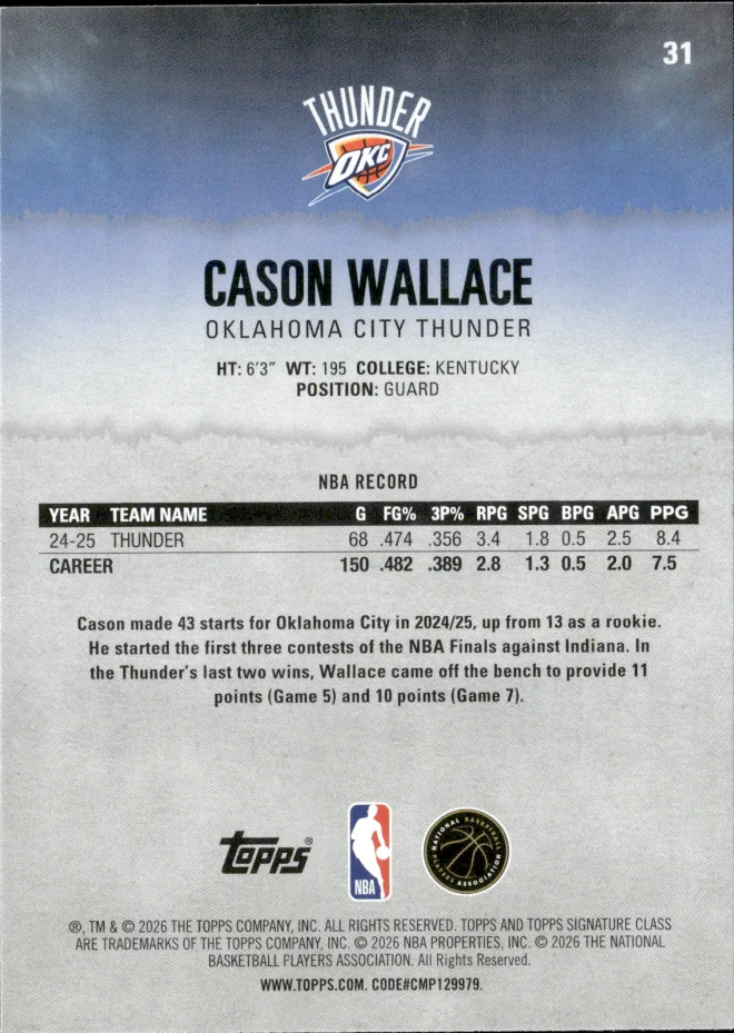 Cason Wallace card back
