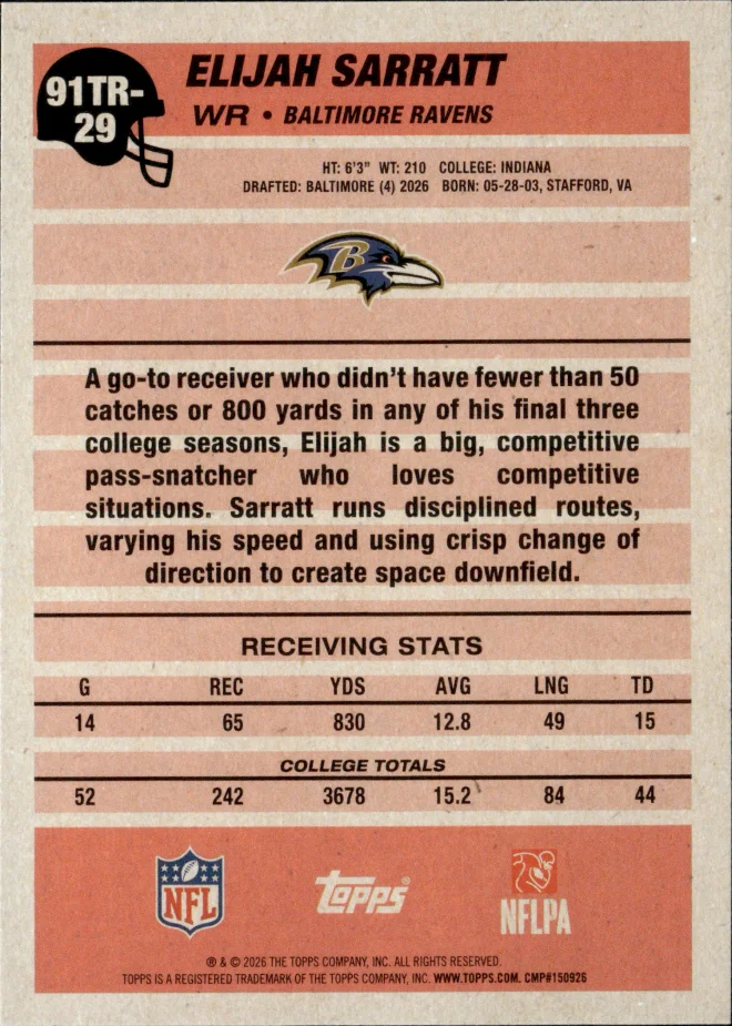 Elijah Sarratt card back