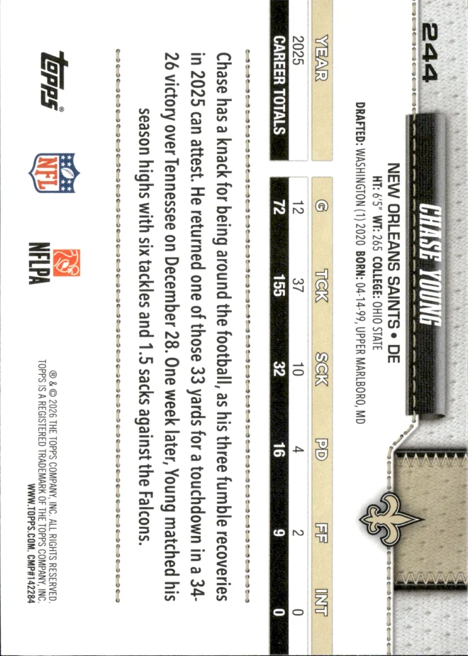 Chase Young card back