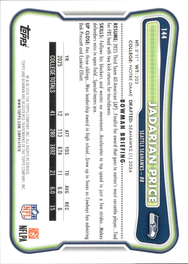 Jadarian Price card back