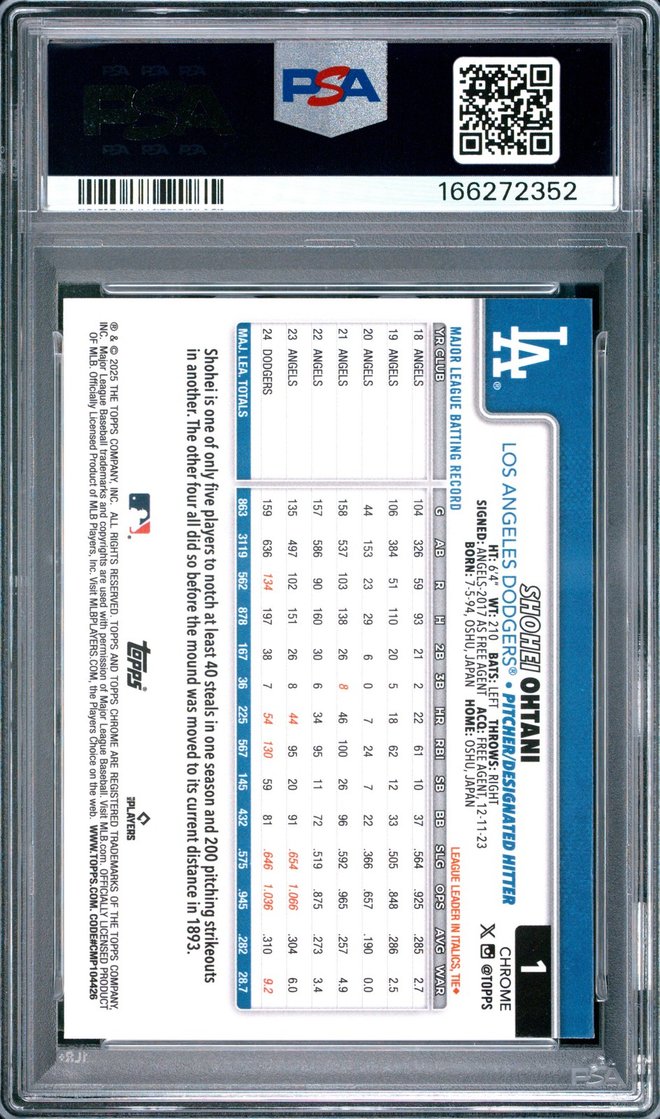 Shohei Ohtani card back