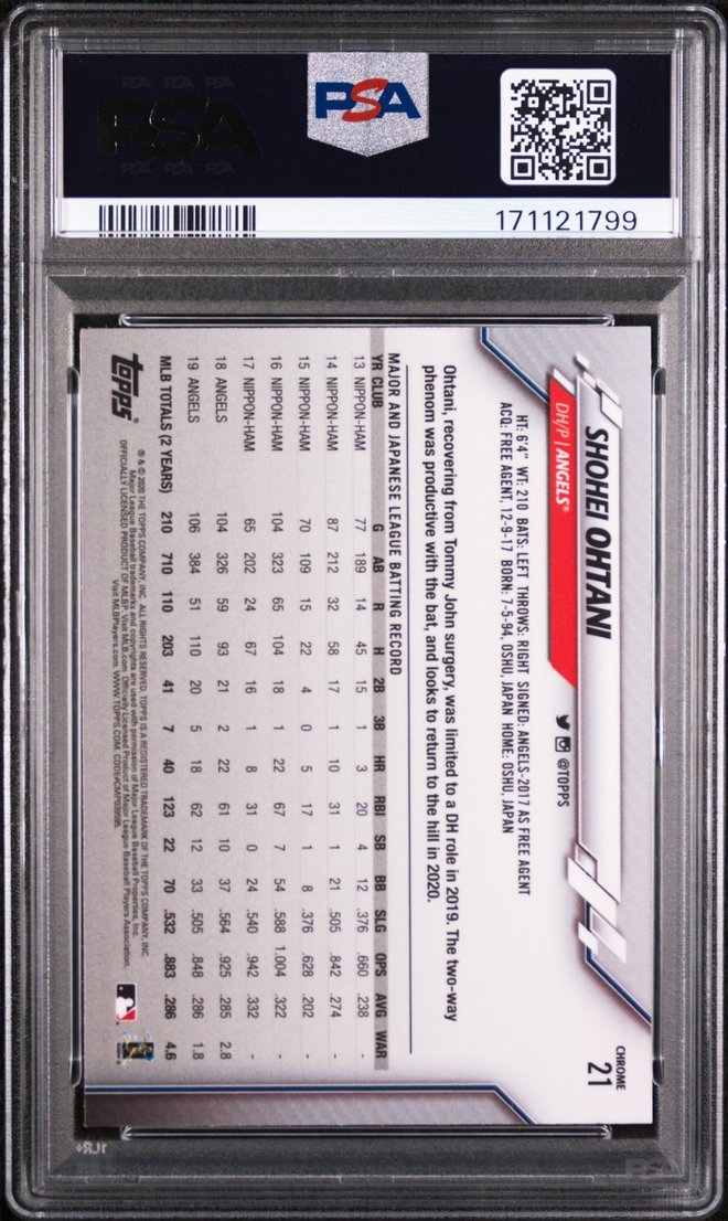 Shohei Ohtani card back