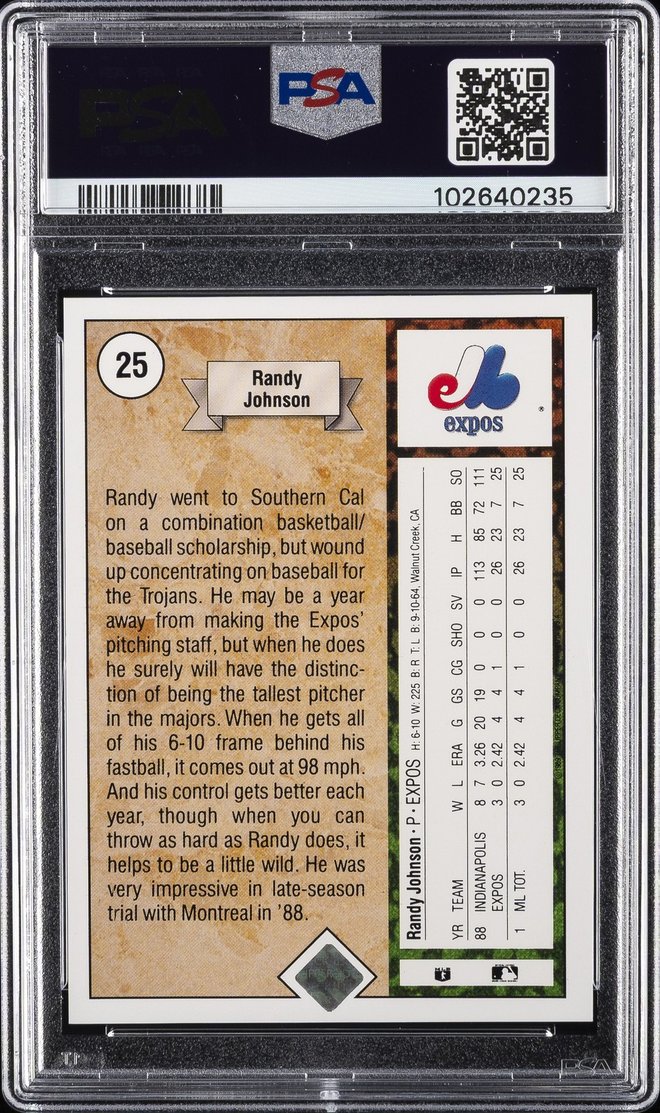 Randy Johnson card back