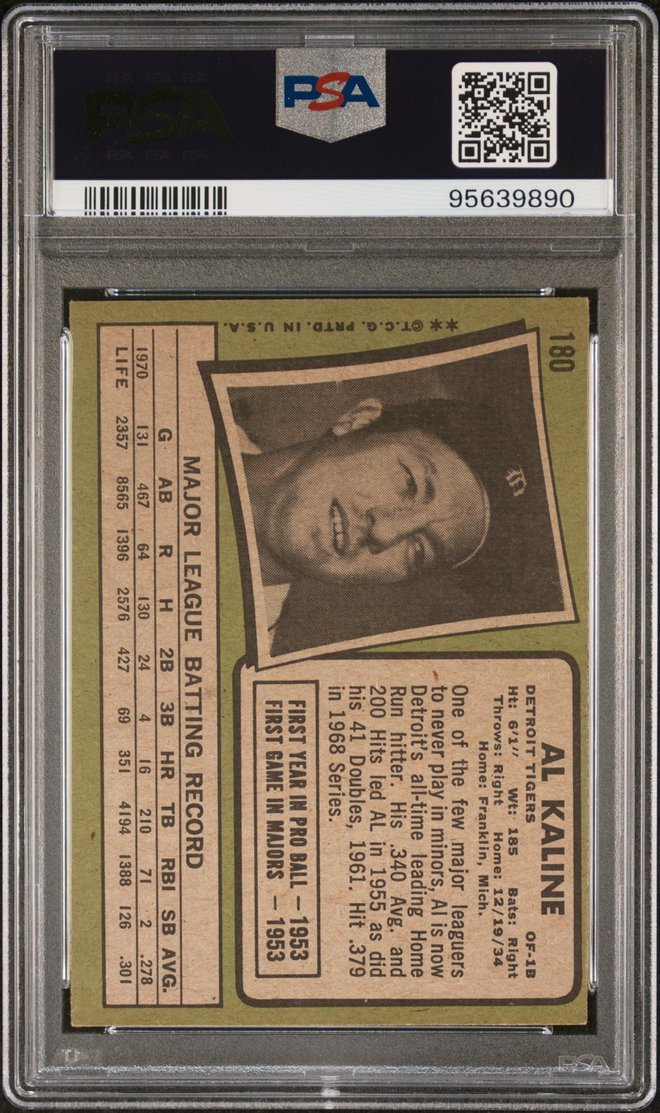 Al Kaline card back