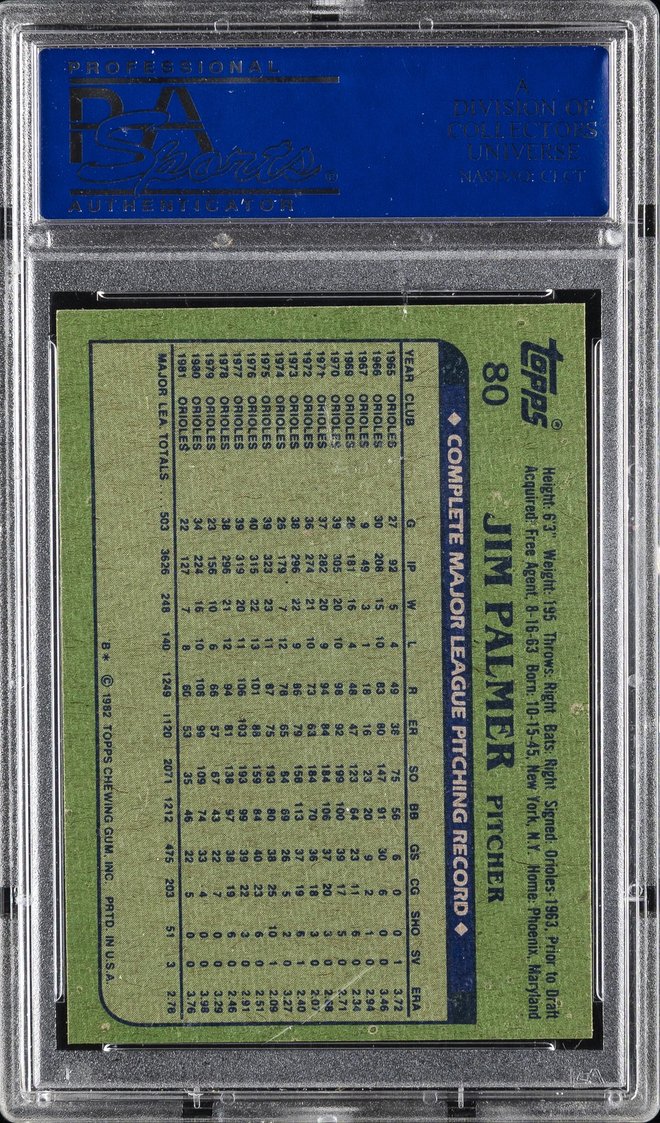Jim Palmer card back