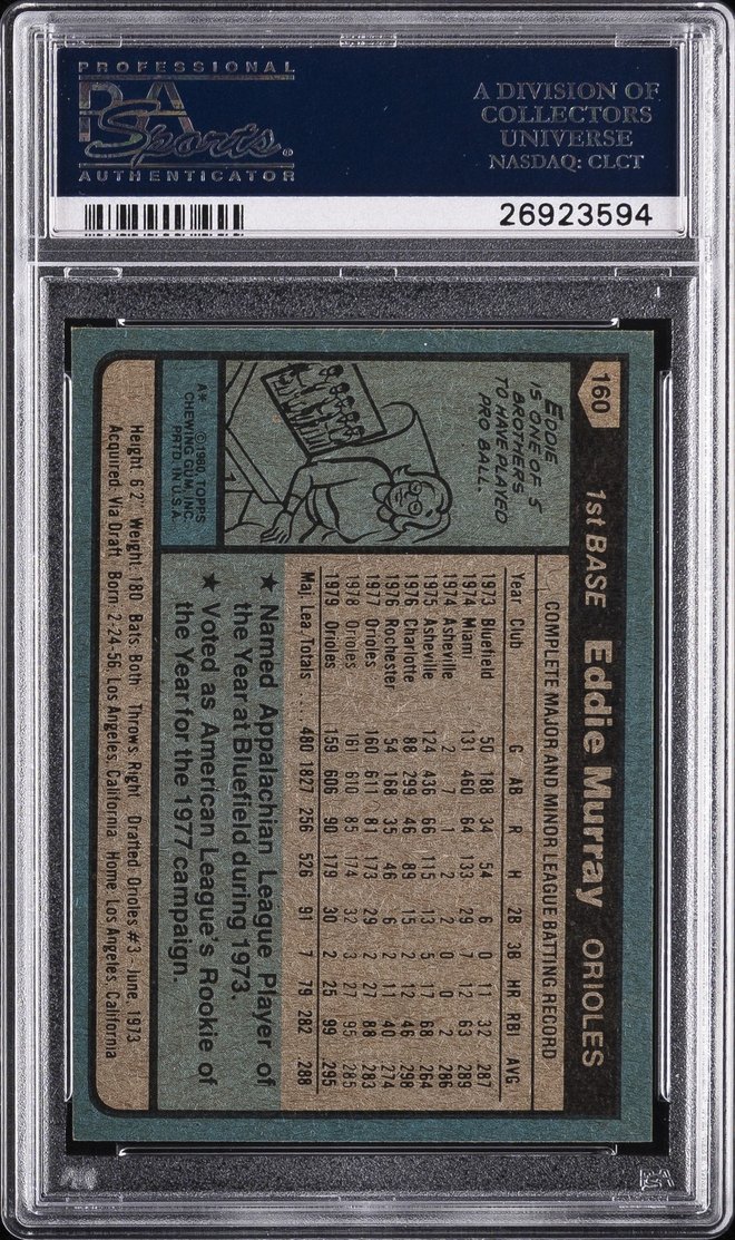 Eddie Murray card back