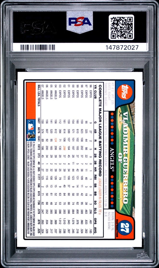 Vladimir Guerrero card back