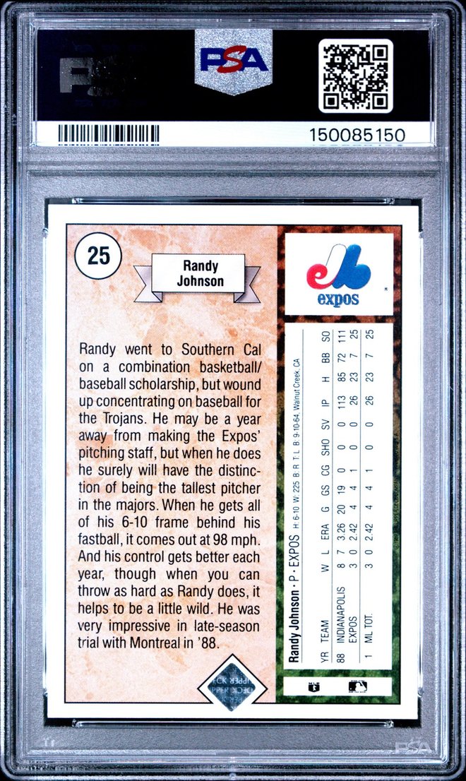 Randy Johnson card back